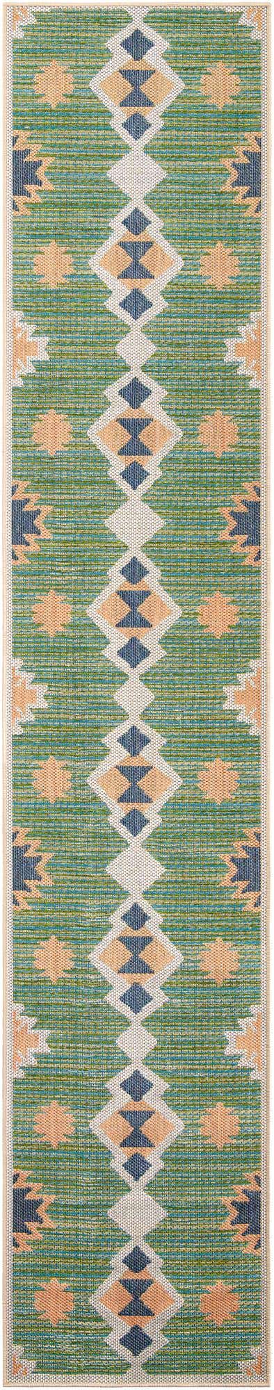 Green 2' 7 x 13' 1 Baja Outdoor Runner Area Rug Weather Resistant for Patio, Deck, Terrace, Balcony, Porch 100% Polypropylene Modern Outside Decor for Sale at Rug Engine