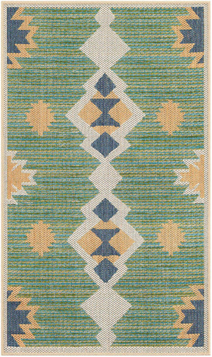 Green 3' 1 x 5' 1 Baja Outdoor Rectangle Area Rug Weather Resistant for Patio, Deck, Terrace, Balcony, Porch 100% Polypropylene Modern Outside Decor for Sale at Rug Engine