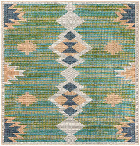 Green 6' 1 x 6' 1 Baja Outdoor Square Rug