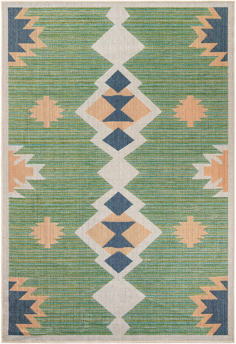 Green 7' 1 x 10' Baja Outdoor Rectangle Rug
