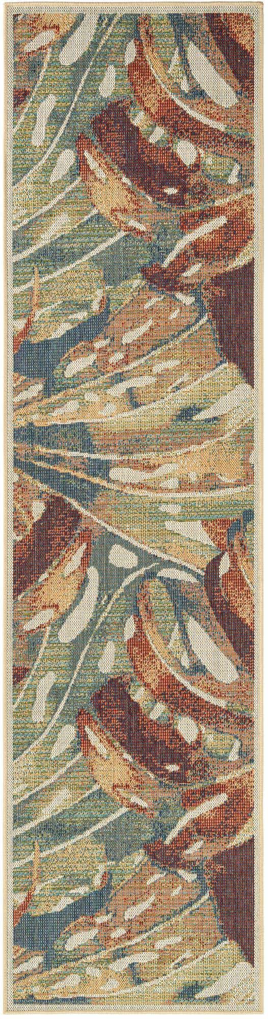 Multicolor 2' 7 x 10' Baja Outdoor Runner Area Rug Weather Resistant for Patio, Deck, Terrace, Balcony, Porch 100% Polypropylene Modern Outside Decor for Sale at Rug Engine