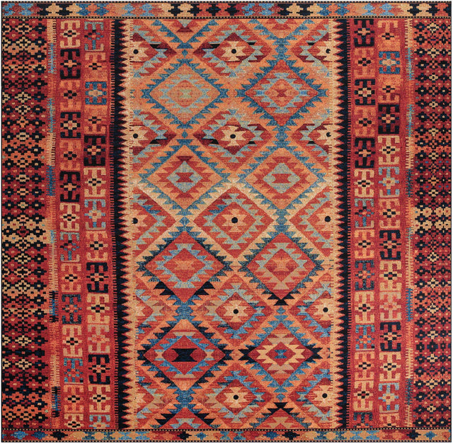 Multicolor 12' x 12' Outdoor Tribal Square Area Rug Weather Resistant for Patio, Deck, Terrace, Balcony, Porch Traditional Design Water Safe Outside Carpet for Sale at Rug Engine