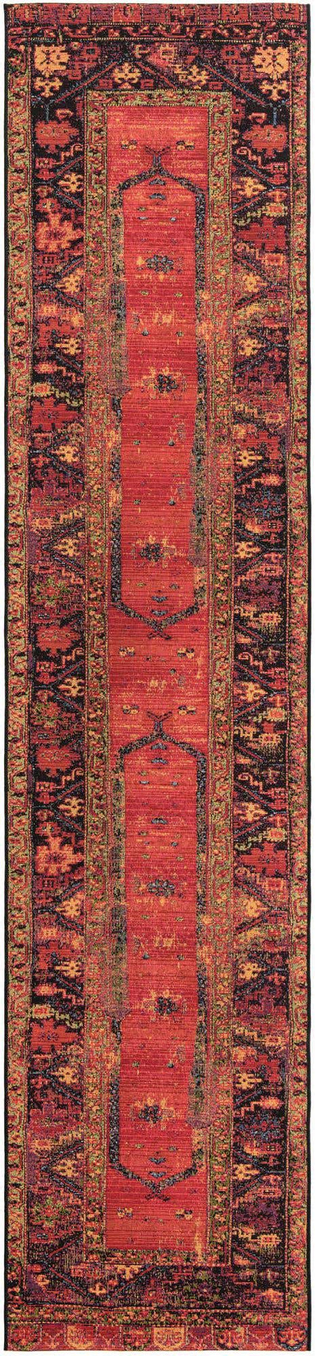 Multicolor 3' x 12' Outdoor Tribal Runner Rug