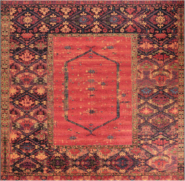 Multicolor 12' x 12' Outdoor Tribal Square Area Rug Weather Resistant for Patio, Deck, Terrace, Balcony, Porch Traditional Design Water Safe Outside Carpet for Sale at Rug Engine