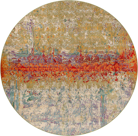 Multicolor 12' x 12' Outdoor Modern Round Rug