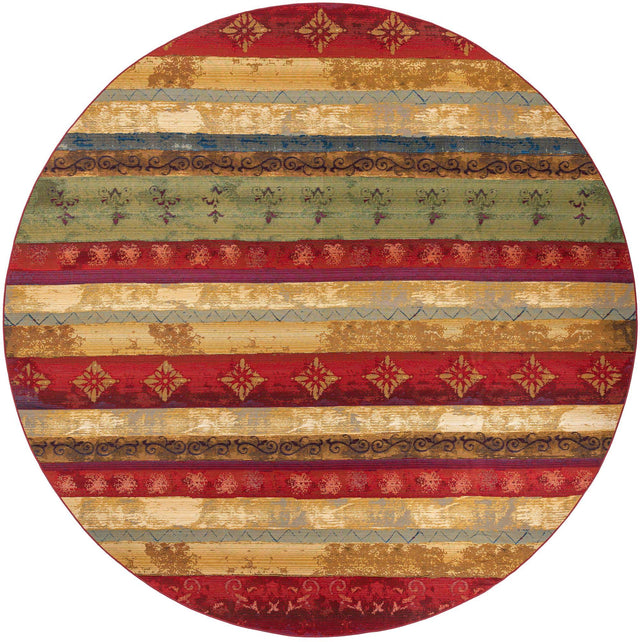 Multicolor 12' x 12' Outdoor Modern Round Area Rug Weather Resistant for Patio, Deck, Terrace, Balcony, Porch 100% Polypropylene Modern Outside Carpet for Sale at Rug Engine