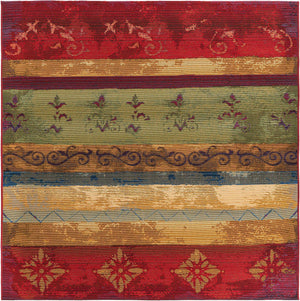 Multicolor 5' 3 x 5' 3 Outdoor Modern Square Area Rug Weather Resistant for Patio, Deck, Terrace, Balcony, Porch 100% Polypropylene Modern Outside Carpet for Sale at Rug Engine