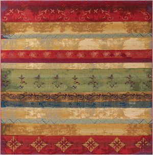 Multicolor 7' 10 x 7' 10 Outdoor Modern Square Area Rug Weather Resistant for Patio, Deck, Terrace, Balcony, Porch 100% Polypropylene Modern Outside Carpet for Sale at Rug Engine