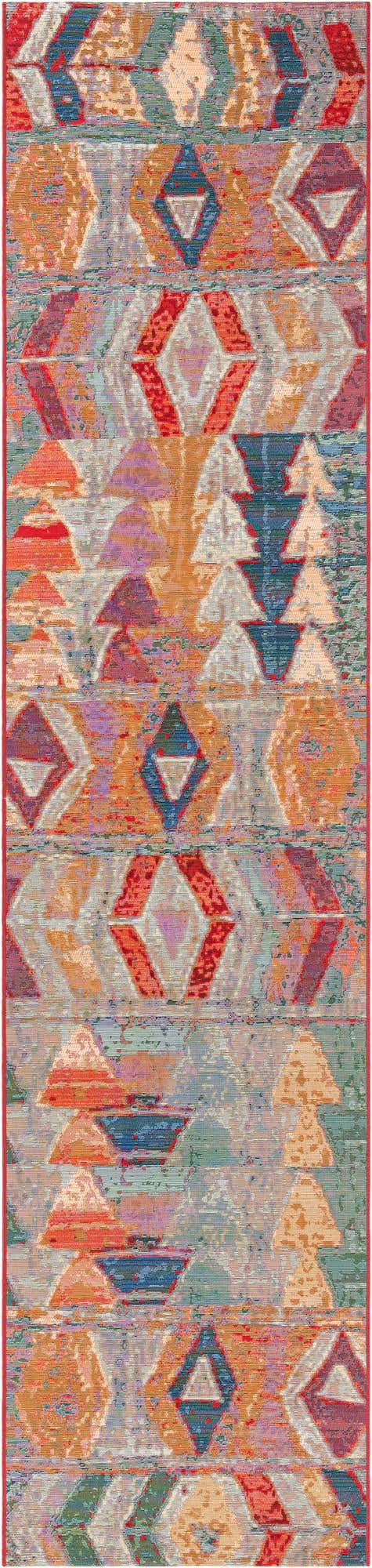 Multicolor 2' 7 x 12' Outdoor Modern Runner Area Rug Weather Resistant for Patio, Deck, Terrace, Balcony, Porch 100% Polypropylene Modern Outside Carpet for Sale at Rug Engine