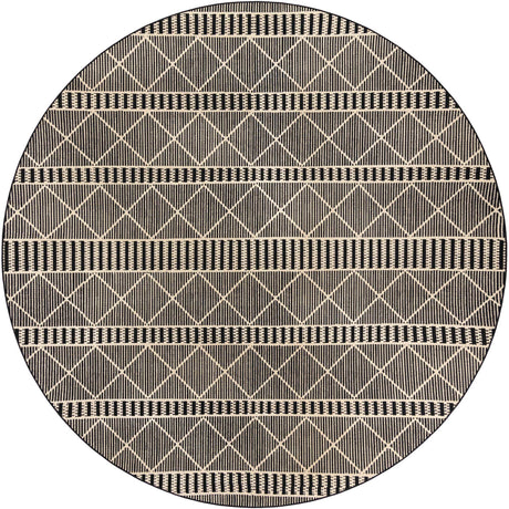 Black 10' x 10' Outdoor Trellis Round Area Rug Weather Resistant for Patio, Deck, Terrace, Balcony, Porch Geometric Design Water Safe Outside Carpet for Sale at Rug Engine