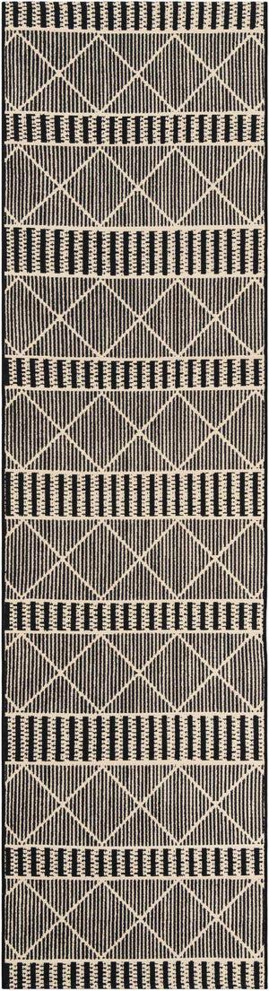 Black 2' 7 x 10' Outdoor Trellis Runner Area Rug Weather Resistant for Patio, Deck, Terrace, Balcony, Porch Geometric Design Water Safe Outside Carpet for Sale at Rug Engine