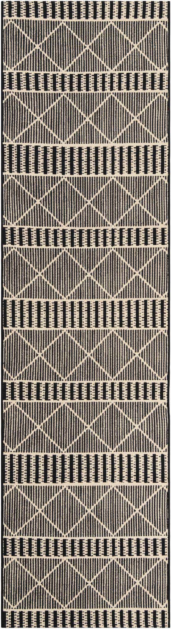 Black 2' 7 x 10' Outdoor Trellis Runner Area Rug Weather Resistant for Patio, Deck, Terrace, Balcony, Porch Geometric Design Water Safe Outside Carpet for Sale at Rug Engine