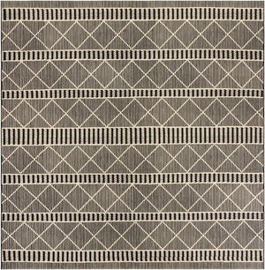 Black 10' x 10' Outdoor Trellis Square Area Rug Weather Resistant for Patio, Deck, Terrace, Balcony, Porch Geometric Design Water Safe Outside Carpet for Sale at Rug Engine