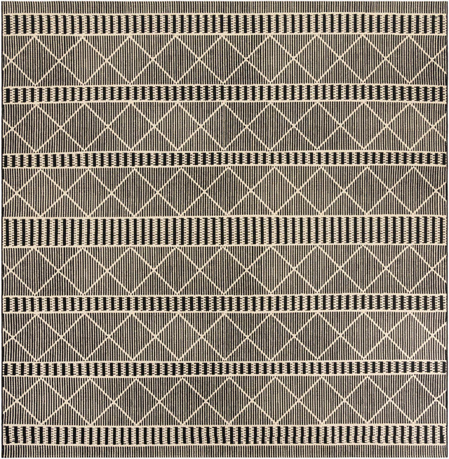 Black 10' x 10' Outdoor Trellis Square Area Rug Weather Resistant for Patio, Deck, Terrace, Balcony, Porch Geometric Design Water Safe Outside Carpet for Sale at Rug Engine