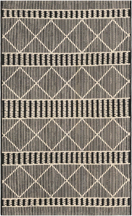 Black 3' 3 x 5' 3 Outdoor Trellis Rectangle Area Rug Weather Resistant for Patio, Deck, Terrace, Balcony, Porch