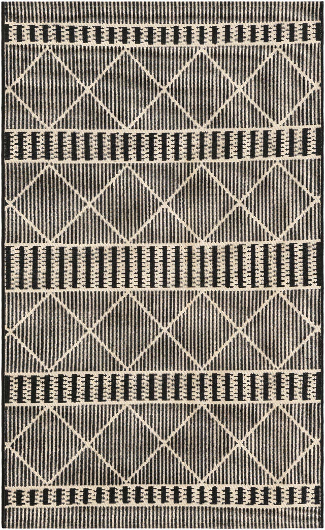 Black 3' 3 x 5' 3 Outdoor Trellis Rectangle Area Rug Weather Resistant for Patio, Deck, Terrace, Balcony, Porch