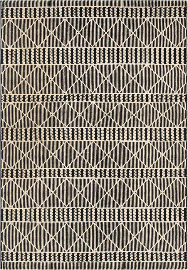 Black 7' 1 x 10' Outdoor Trellis Rectangle Area Rug Weather Resistant for Patio, Deck, Terrace, Balcony, Porch Geometric Design Water Safe Outside Carpet for Sale at Rug Engine