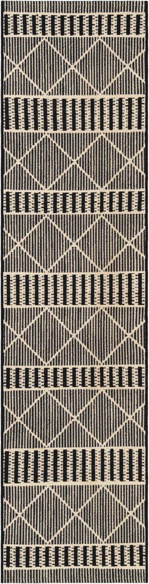 Black 2' x 8' Outdoor Trellis Runner Area Rug Weather Resistant for Patio, Deck, Terrace, Balcony, Porch Geometric Design Water Safe Outside Carpet for Sale at Rug Engine