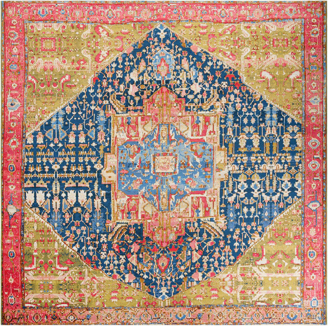 Multicolor 12' x 12' Outdoor Traditional Square Area Rug Weather Resistant for Patio, Deck, Terrace, Balcony, Porch Classical Design Outside Carpet for Sale at Rug Engine