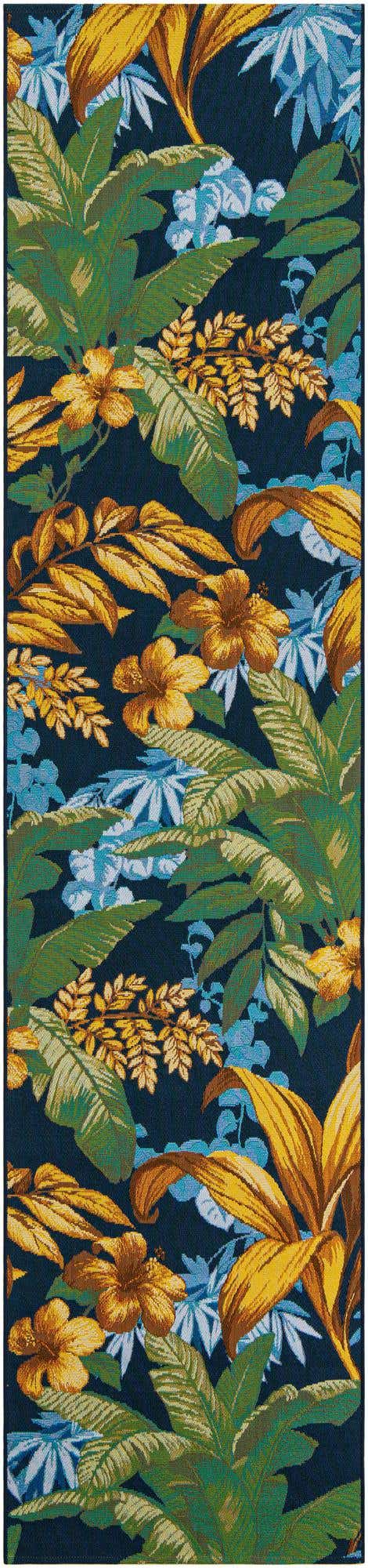 Multicolor 2' 7 x 12' Outdoor Botanical Runner Area Rug Weather Resistant for Patio, Deck, Terrace, Balcony, Porch Polypropylene Garden Floral Tropical Carpet for Sale at Rug Engine