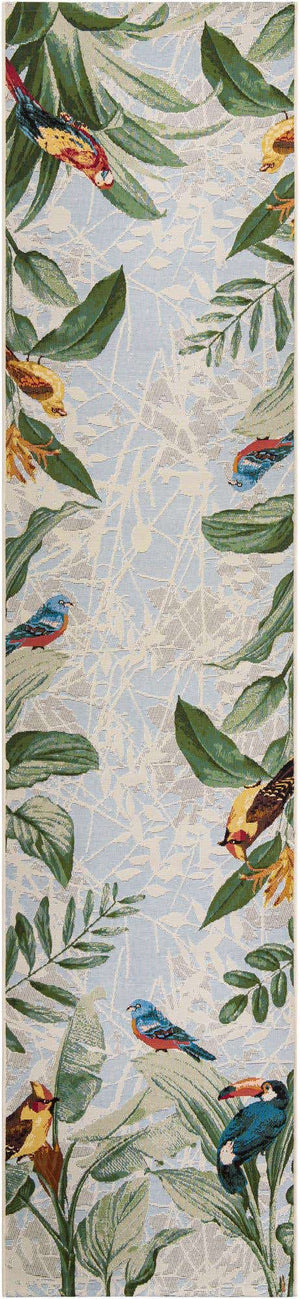 Multicolor 2' 7 x 12' Outdoor Botanical Runner Area Rug Weather Resistant for Patio, Deck, Terrace, Balcony, Porch Polypropylene Garden Floral Tropical Carpet for Sale at Rug Engine