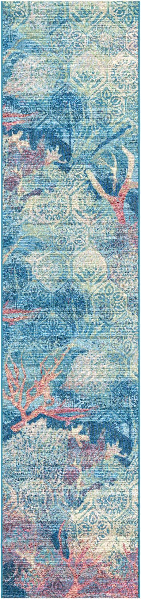 Multicolor 3' x 12' Outdoor Coastal Runner Rug