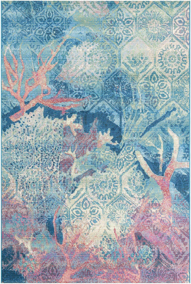 Multicolor 6' 1 x 9' Outdoor Coastal Rectangle Area Rug Weather Resistant for Patio, Deck, Terrace, Balcony, Porch 100% Polypropylene Coastal Decor Carpet for Sale at Rug Engine