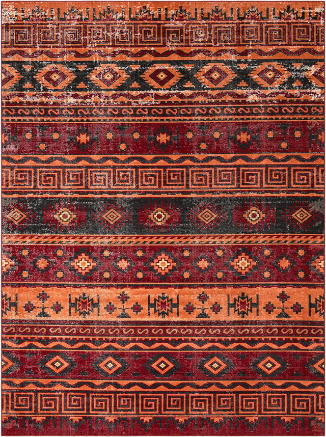 Rust Red 9' 10 x 13' 3 Lucerne Rectangle Area Rug 100% Polypropylene Traditional Classic Easy Clean Carpet for Kitchens, Living Rooms, Bedroom, Office for Sale at Rug Engine