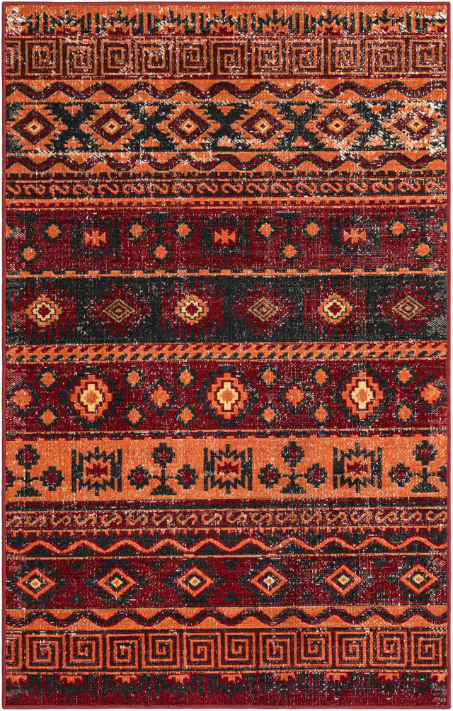 Rust Red 3' 3 x 5' 3 Lucerne Rectangle Area Rug 100% Polypropylene Traditional Classic Easy Clean Carpet for Kitchens, Living Rooms, Bedroom, Office for Sale at Rug Engine