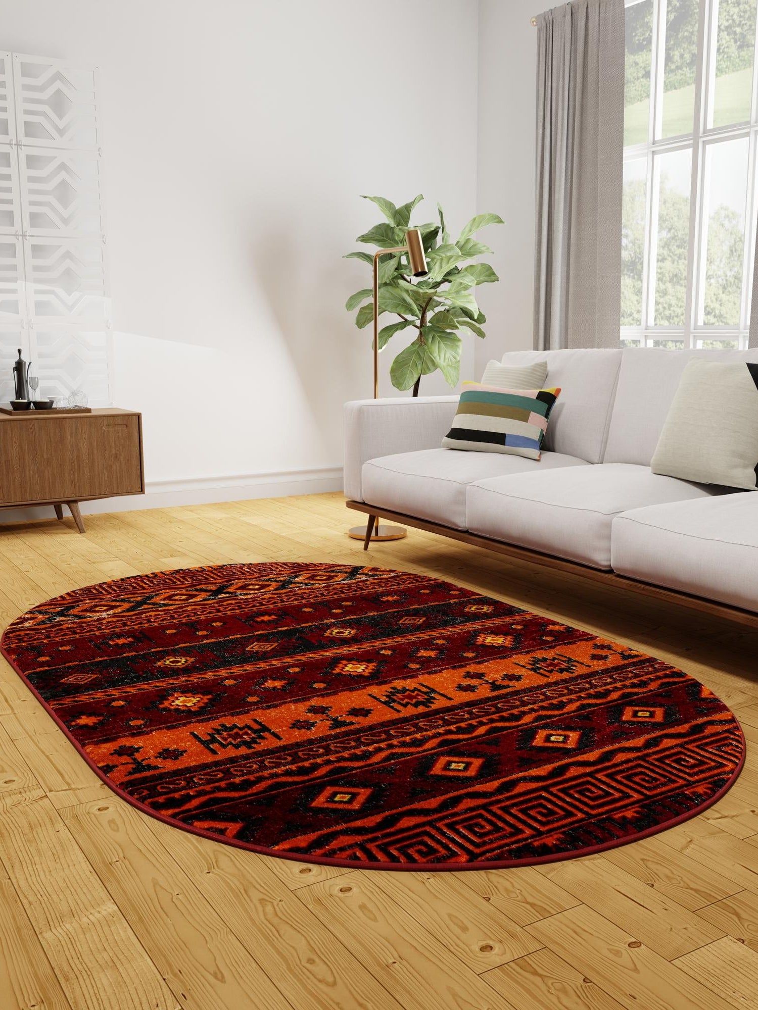 Rust Red 6' 1 x 9' Lucerne Oval Area Rug 100% Polypropylene Traditional Classic Easy Clean Carpet for Kitchens, Living Rooms, Bedroom, Office for Sale at Rug Engine