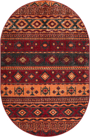 Rust Red 5' 3 x 8' Lucerne Oval Area Rug 100% Polypropylene Traditional Classic Easy Clean Carpet for Kitchens, Living Rooms, Bedroom, Office for Sale at Rug Engine