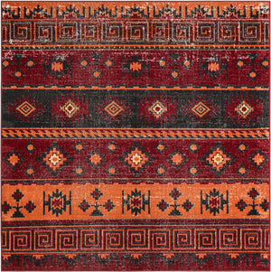Rust Red 6' 1 x 6' 1 Lucerne Square Area Rug 100% Polypropylene Traditional Classic Easy Clean Carpet for Kitchens, Living Rooms, Bedroom, Office for Sale at Rug Engine