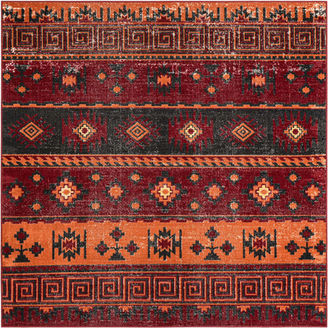 Rust Red 6' 1 x 6' 1 Lucerne Square Area Rug 100% Polypropylene Traditional Classic Easy Clean Carpet for Kitchens, Living Rooms, Bedroom, Office for Sale at Rug Engine