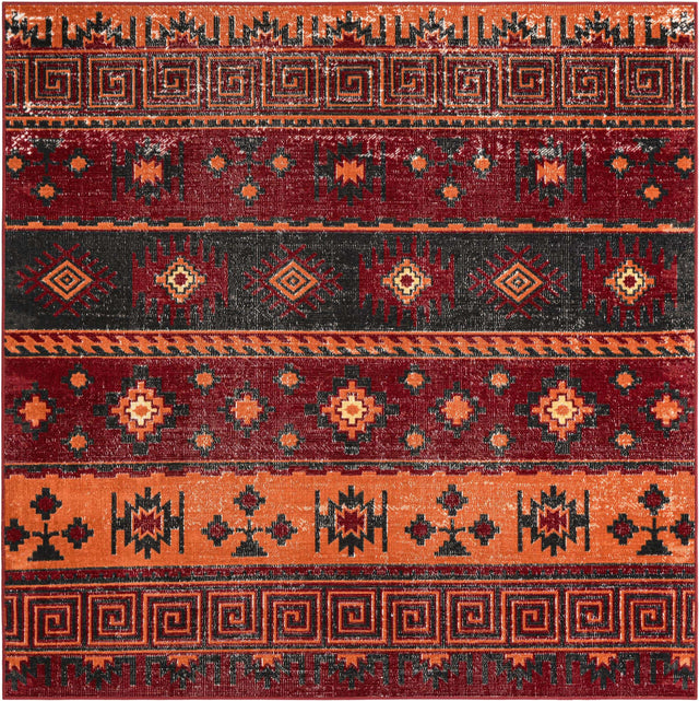 Rust Red 6' 1 x 6' 1 Lucerne Square Area Rug 100% Polypropylene Traditional Classic Easy Clean Carpet for Kitchens, Living Rooms, Bedroom, Office for Sale at Rug Engine