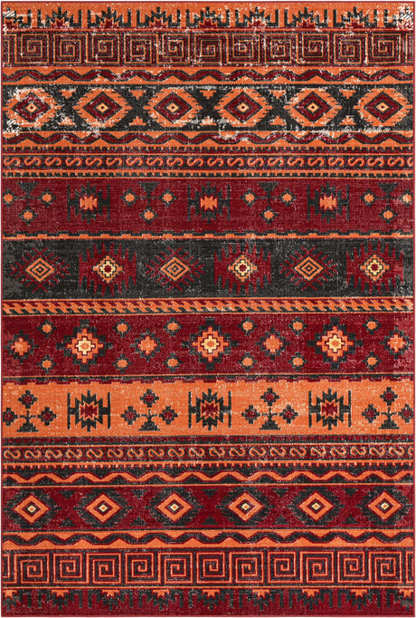 Rust Red 6' 1 x 9' Lucerne Rectangle Area Rug 100% Polypropylene Traditional Classic Easy Clean Carpet for Kitchens, Living Rooms, Bedroom, Office for Sale at Rug Engine