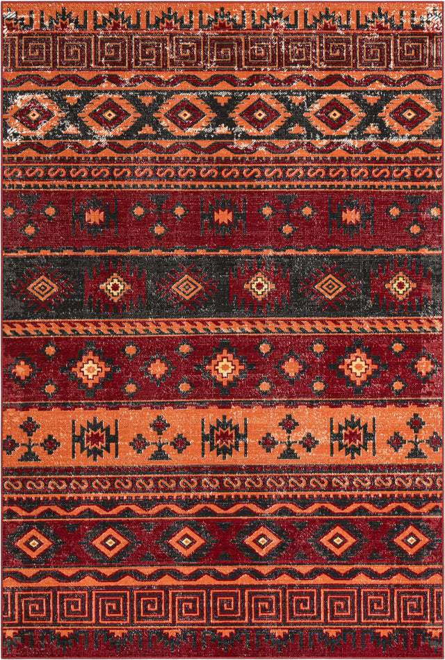 Rust Red 6' 1 x 9' Lucerne Rectangle Area Rug 100% Polypropylene Traditional Classic Easy Clean Carpet for Kitchens, Living Rooms, Bedroom, Office for Sale at Rug Engine