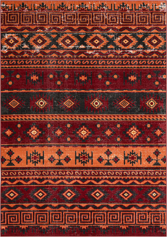 Rust Red 7' 1 x 10' Lucerne Rectangle Area Rug 100% Polypropylene Traditional Classic Easy Clean Carpet for Kitchens, Living Rooms, Bedroom, Office for Sale at Rug Engine