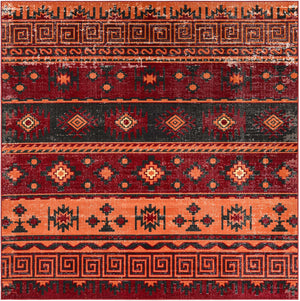 Rust Red 7' 10 x 7' 10 Lucerne Square Area Rug 100% Polypropylene Traditional Classic Easy Clean Carpet for Kitchens, Living Rooms, Bedroom, Office for Sale at Rug Engine