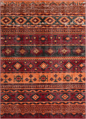Rust Red 7' 10 x 11' Lucerne Rectangle Area Rug 100% Polypropylene Traditional Classic Easy Clean Carpet for Kitchens, Living Rooms, Bedroom, Office for Sale at Rug Engine