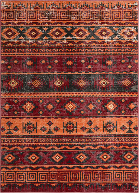 Rust Red 7' 10 x 11' Lucerne Rectangle Area Rug 100% Polypropylene Traditional Classic Easy Clean Carpet for Kitchens, Living Rooms, Bedroom, Office for Sale at Rug Engine