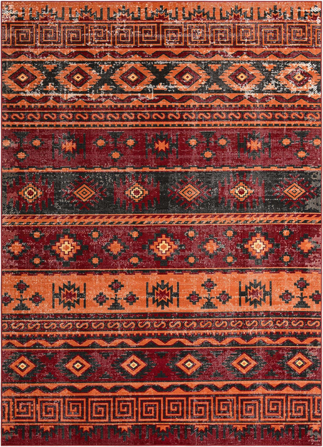 Rust Red 7' 10 x 11' Lucerne Rectangle Area Rug 100% Polypropylene Traditional Classic Easy Clean Carpet for Kitchens, Living Rooms, Bedroom, Office for Sale at Rug Engine
