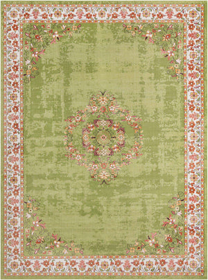Green 9' 10 x 13' 3 Lucerne Rectangle Area Rug 100% Polypropylene Traditional Classic Easy Clean Carpet for Kitchens, Living Rooms, Bedroom, Office for Sale at Rug Engine