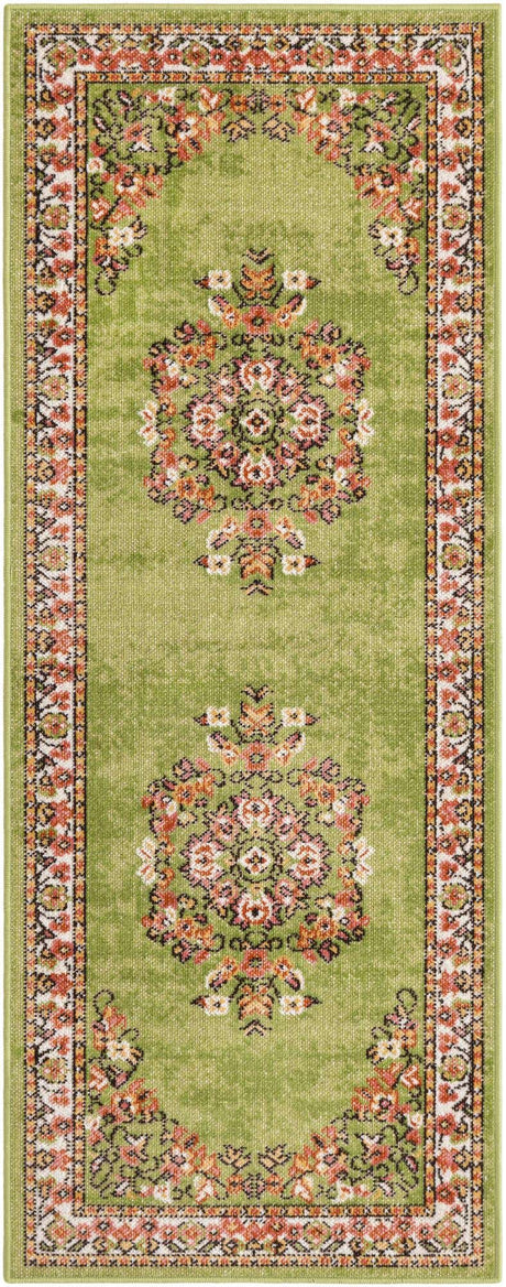 Green 2' x 5' 3 Lucerne Runner Area Rug 100% Polypropylene Traditional Classic Easy Clean Carpet for Kitchens, Living Rooms, Bedroom, Office for Sale at Rug Engine