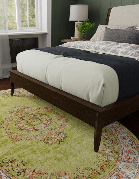 Green 6' 1 x 9' Lucerne Oval Area Rug 100% Polypropylene Traditional Classic Easy Clean Carpet for Kitchens, Living Rooms, Bedroom, Office for Sale at Rug Engine