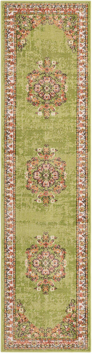 Green 2' x 8' Lucerne Runner Area Rug 100% Polypropylene Traditional Classic Easy Clean Carpet for Kitchens, Living Rooms, Bedroom, Office for Sale at Rug Engine