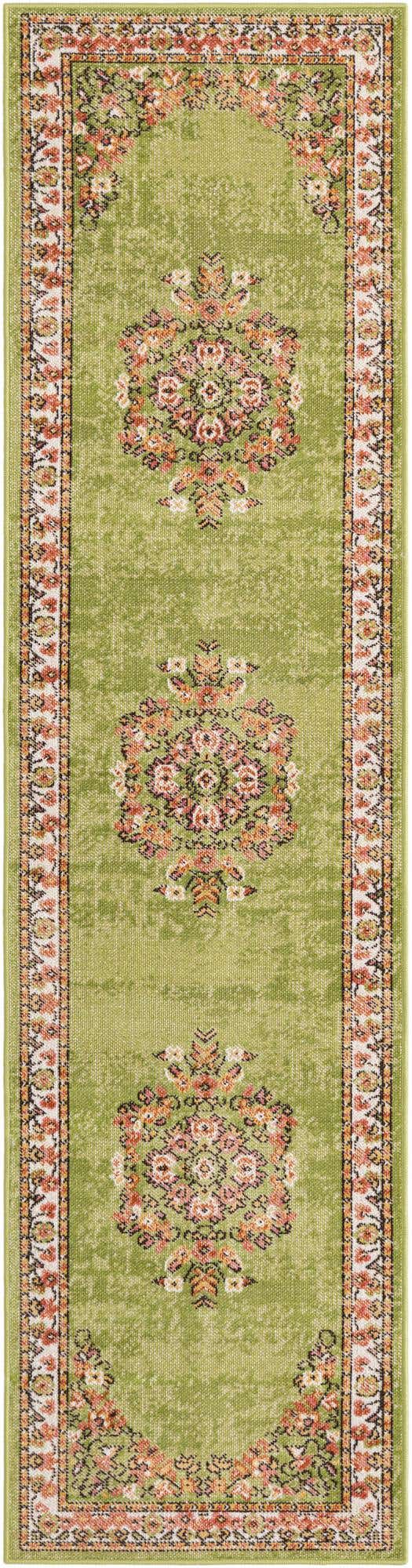 Green 2' x 8' Lucerne Runner Area Rug 100% Polypropylene Traditional Classic Easy Clean Carpet for Kitchens, Living Rooms, Bedroom, Office for Sale at Rug Engine