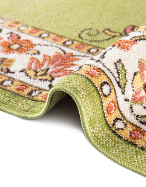 Green 7' 10 x 7' 10 Lucerne Square Area Rug 100% Polypropylene Traditional Classic Easy Clean Carpet for Kitchens, Living Rooms, Bedroom, Office for Sale at Rug Engine