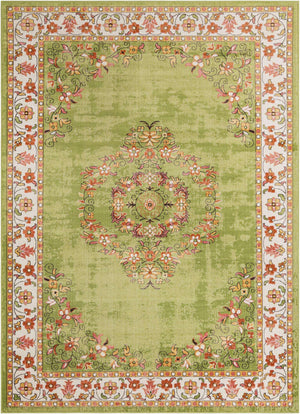 Green 7' 10 x 11' Lucerne Rectangle Area Rug 100% Polypropylene Traditional Classic Easy Clean Carpet for Kitchens, Living Rooms, Bedroom, Office for Sale at Rug Engine