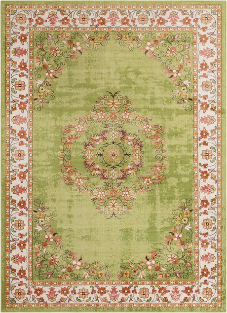 Green 7' 10 x 11' Lucerne Rectangle Area Rug 100% Polypropylene Traditional Classic Easy Clean Carpet for Kitchens, Living Rooms, Bedroom, Office for Sale at Rug Engine