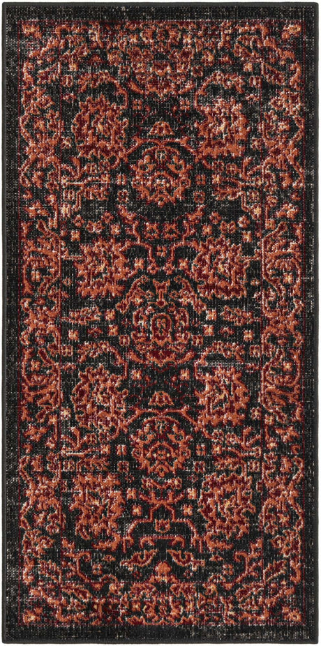 Black 2' x 4' 1 Lucerne Runner Area Rug 100% Polypropylene Traditional Classic Easy Clean Carpet for Kitchens, Living Rooms, Bedroom, Office for Sale at Rug Engine